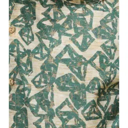 TABARD Kids Beige & Green Printed Full Sleeves Kurta image 5