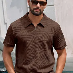 KAJARU Self Design Polo Collar Wool T-shirt-picture-16