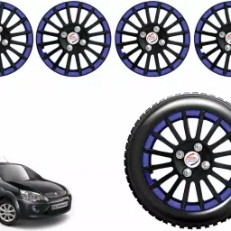 Auto Pearl CBB21 R14 35.56 cm (14 Inch) Press Type Wheel Hubcap with Retention Ring Glossy Black Blue Wheel Cover for ford Fiesta Classic (Set of 4)-image-84