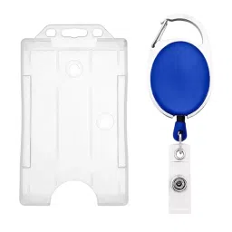 FEDUS I.D. Card Retractable Holder Badge with Yo Yo Clip Combo Blue image 1