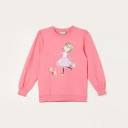 Fame Forever by Lifestyle Kids Pink Cotton Printed Full Sleeves Sweatshirt-picture-35