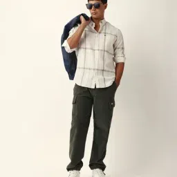 The Bear House Cream Polyester Checked Slim Fit Shirt image 5