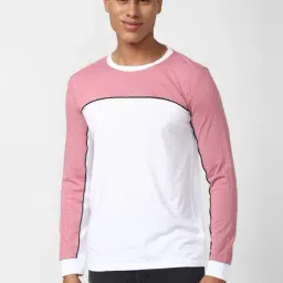 Forever 21 Pink & White Regular Fit Colour Block T-Shirt-image-84