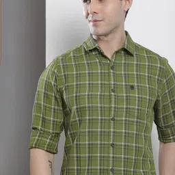 The Indian Garage Co Men Green & Beige Checked Pure Cotton Casual Shirt-picture-35