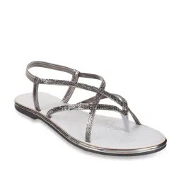 Mochi Women's Gun Metal Sling Back Sandals image 2