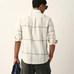 The Bear House Cream Polyester Checked Slim Fit Shirt image 2