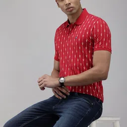 Arrow Pure Cotton Geometric Printed Polo Collar T-shirt-picture-32