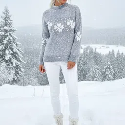 Mast & Harbour Women Floral Long Sleeves High Neck Pullover-picture-26