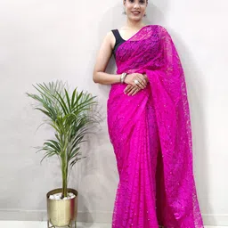 HERE&NOW Woven Design Net Saree-picture-37