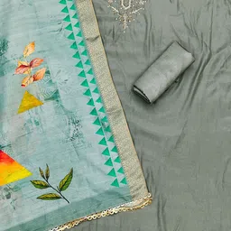 MANVAA Embellished Unstitched Dress Material image 3