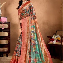 Aamish fashion Ethnic Motifs Silk Blend Handloom Saree image 3