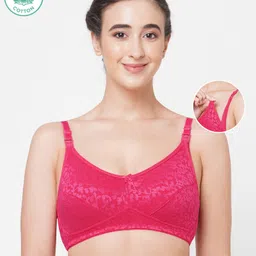 ECOMAMA Organic Cotton & BambooAntimicrobial Non-Padded Nursing Bra Floral Pattern - Pink-picture-11