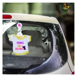 Babywish Baby on Board Car Decals Cloth Safety Sign Board Prince On Board Calf Print - Yellow-picture-34