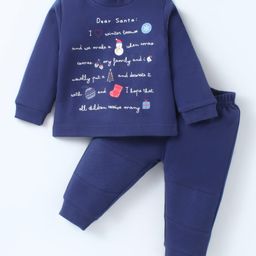 Zero Interlock Knit Full Sleeves T-Shirt & Jogger Set with Text Print - Navy Blue-picture-34