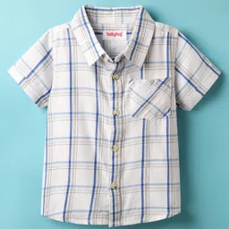 Babyhug Cotton Woven Half Sleeves Shirt With Checks Print - White-picture-22