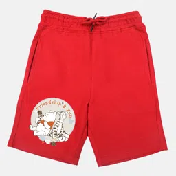 Wear Your Mind Cotton Knit Disney Winnie The Pooh Featuring Characters Printed Shorts - Red-picture-22