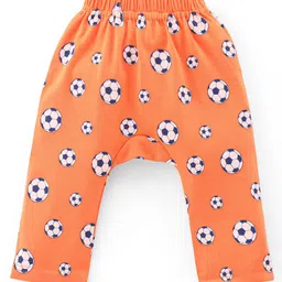 Babyhug Cotton Knit Full Length Football Print Diaper Pants Pack of 3 - Multicolour image 3
