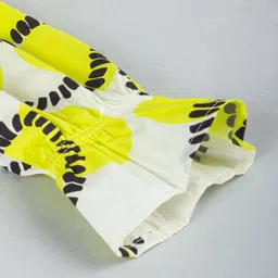 Hugsntugs Cotton Woven Full Bell Sleeves Frill Detailed Circle Printed Top - Yellow image 4