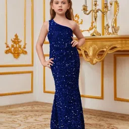 FOLENNE Embellished One Shoulder PU Coated Velvet A-Line Maxi Dress-picture-18