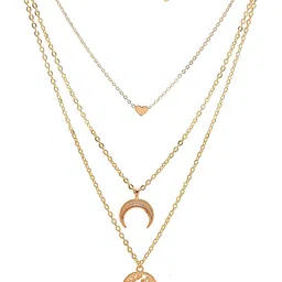 Shining Diva Fashion Gold-Plated Layered Statement Necklace image 3