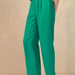 RAREISM Green Polyester Solid Trousers image 4