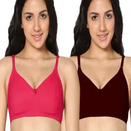 IN CARE Magenta & Maroon Cotton T-Shirt Bras - Pack Of 2-image-61