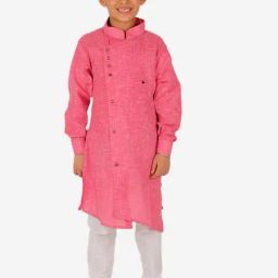 Pro-Ethic Style Developer Kids Pink & White Textured Full Sleeves Kurta with Pyjamas-picture-44