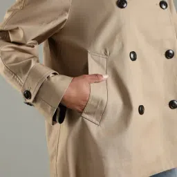 TOMMY HILFIGER Beige Regular Fit Pea Jacket image 4