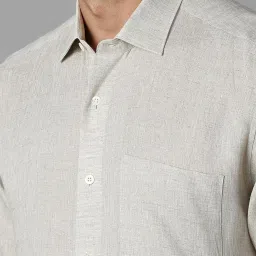 Louis Philippe Grey Linen Regular Fit Texture Shirt image 4