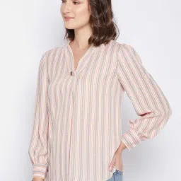 Madame Sky Blue Striped Regular Fit Top & Tees image 3