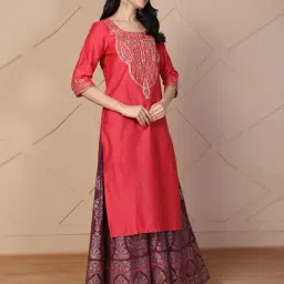 Aurelia Red Viscose Embroidered Kurti image 3