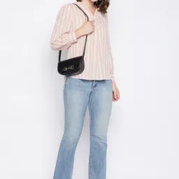 Madame Sky Blue Striped Regular Fit Top & Tees image 4