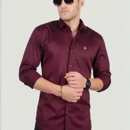 Almaty Maroon Cotton Slim Fit Shirt-image-73