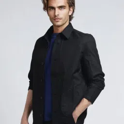 Rare Rabbit Black Relaxed Fit Solid Jacket image 4