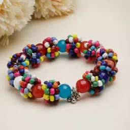 Moedbuille Multi Color Beads Studded Contemporary Design Handcrafted Bohemian Bracelet-image-8