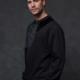 Rare Rabbit Black Regular Fit Printed Sweatshirt image 4