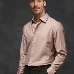 Rare Rabbit Peach Regular Fit Solid Shirt image 4