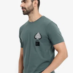 Rare Rabbit Teal Regular Fit Graphic T-Shirt image 4