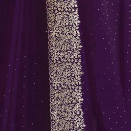 Satrani Purple Embellished Saree With Unstitched Blouse image 4