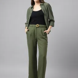 Latin Quarters Olive Polyester Regular Fit High Rise Pants image 4