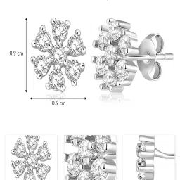 Peora Silver Plated Cubic Zirconia Studded Floral Stud Earrings image 4