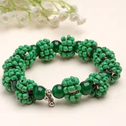 Moedbuille Green Beads Studded Contemporary Design Handcrafted Bohemian Bracelet-picture-40
