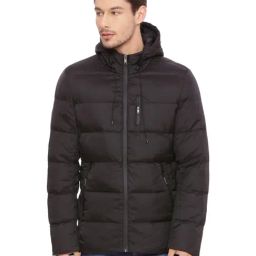 Basics Black Comfort Fit Quilted Hooded Jacket-picture-21
