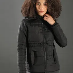Campus Sutra Black Quilted Jacket-image-5
