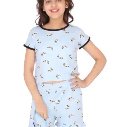 Cutecumber Kids Blue Printed Top, Shorts with Eye Mask-image-54