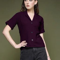 SELVIA Wine Self Design Shirt-picture-2