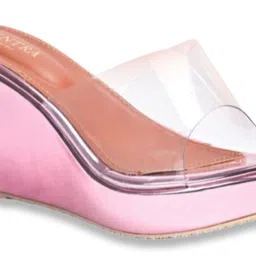 Scentra Women's Pink Casual Wedges image 4