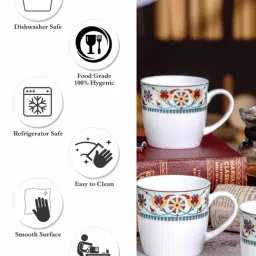 Sonaki White Bone china Tea & Coffee Mug - Set of 6 image 5