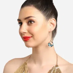 Zaveri Pearls Blue Enamelled Sea Wave Contemporary Drop Earring-ZPFK16799-image-84