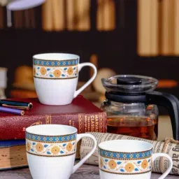 Sonaki White Bone china Tea & Coffee Mug - Set of 6-picture-38